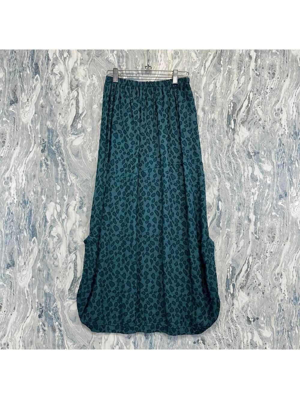 Bodil Lagoon Blue Leopard Print Patterned Maxi Skirt